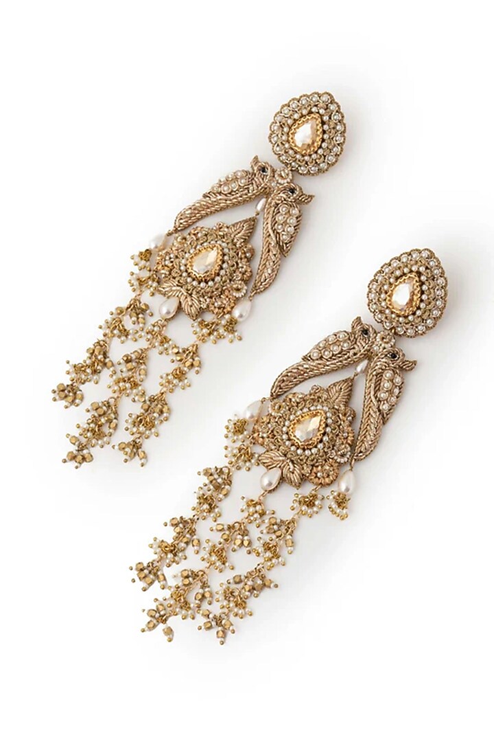 Gold Plated Cubic Zirconia Dangler Earrings by AMAMA at Pernia's Pop Up Shop