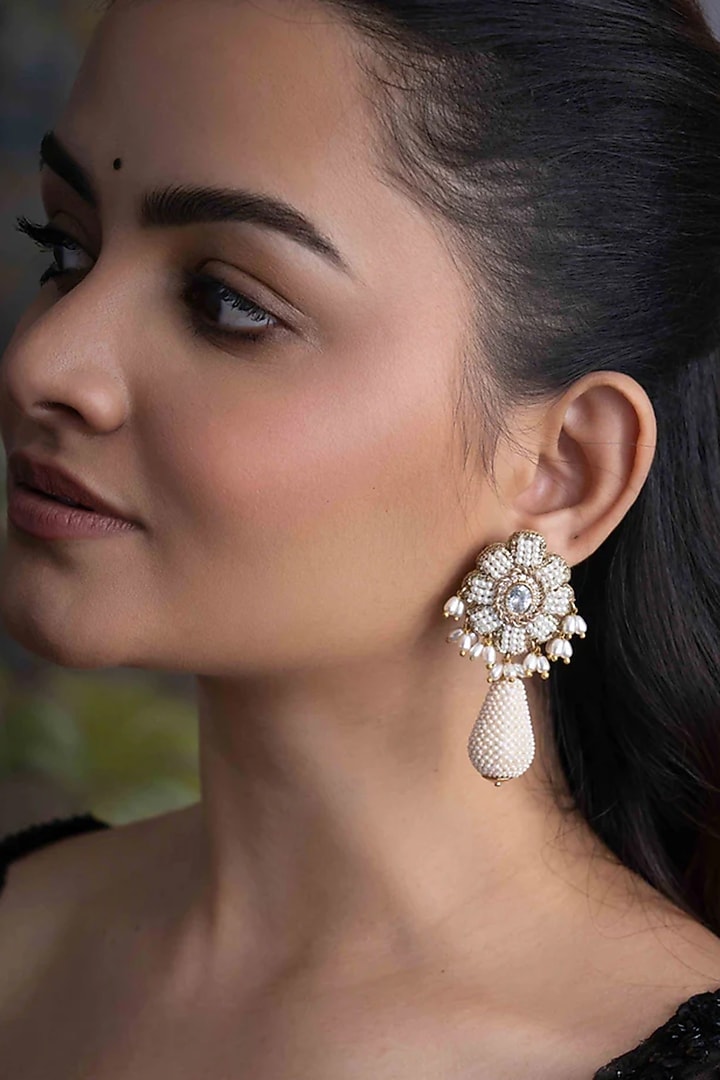 Gold Plated Cubic Zirconia Dangler Earrings by AMAMA at Pernia's Pop Up Shop