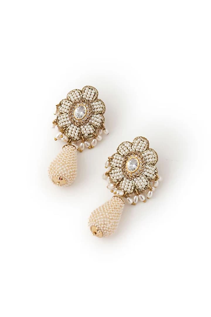 Gold Plated Cubic Zirconia Dangler Earrings by AMAMA at Pernia's Pop Up Shop