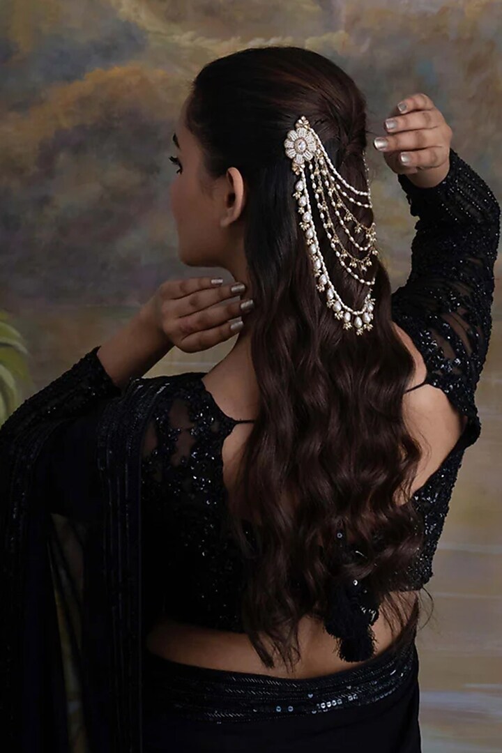 Gold Plated Cubic Zirconia Hair Accessory by AMAMA at Pernia's Pop Up Shop