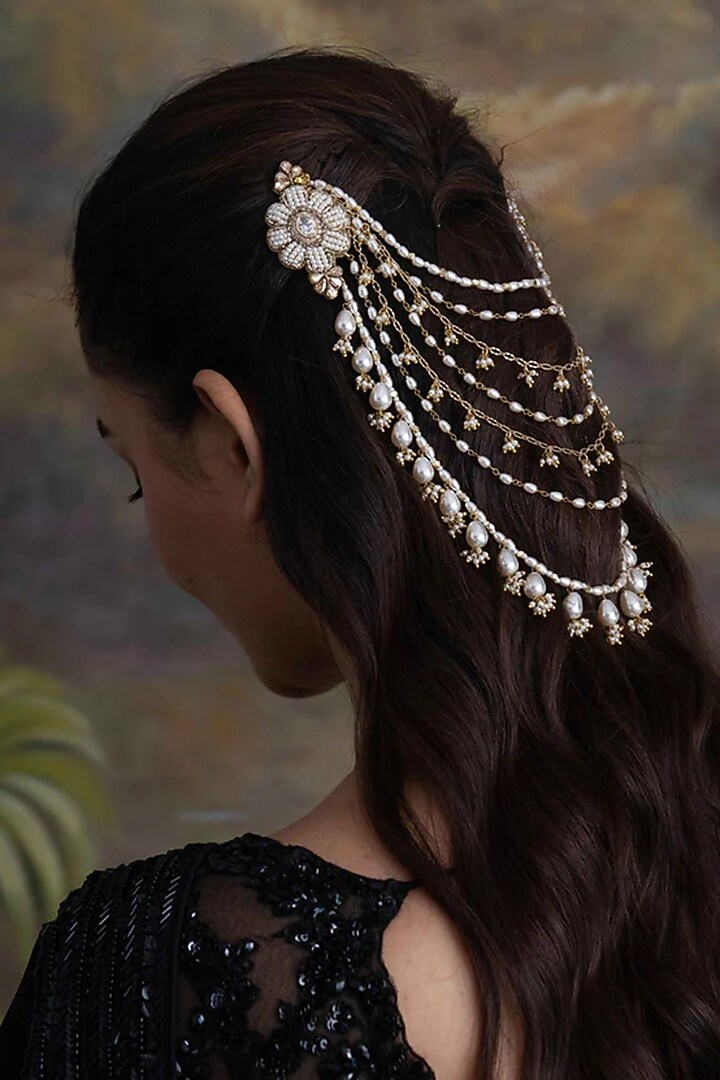 Gold Plated Cubic Zirconia Hair Accessory by AMAMA at Pernia's Pop Up Shop