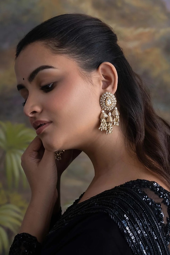 Gold Plated Cubic Zirconia Dangler Earrings by AMAMA at Pernia's Pop Up Shop