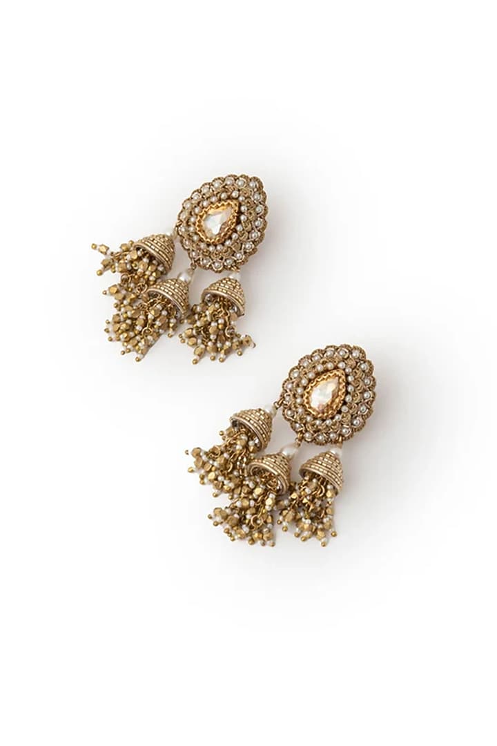 Gold Plated Cubic Zirconia Dangler Earrings by AMAMA at Pernia's Pop Up Shop