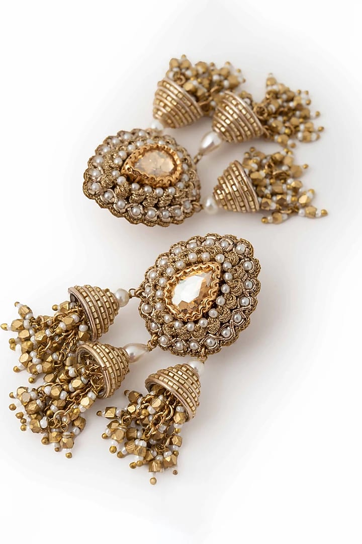 Gold Plated Cubic Zirconia Dangler Earrings by AMAMA at Pernia's Pop Up Shop