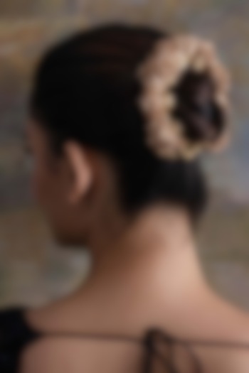 Gold Finish Zari Thread & Kiran Lace Work Hair Accessory by AMAMA at Pernia's Pop Up Shop