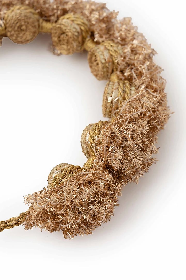 Gold Finish Zari Thread & Kiran Lace Work Hair Accessory by AMAMA at Pernia's Pop Up Shop