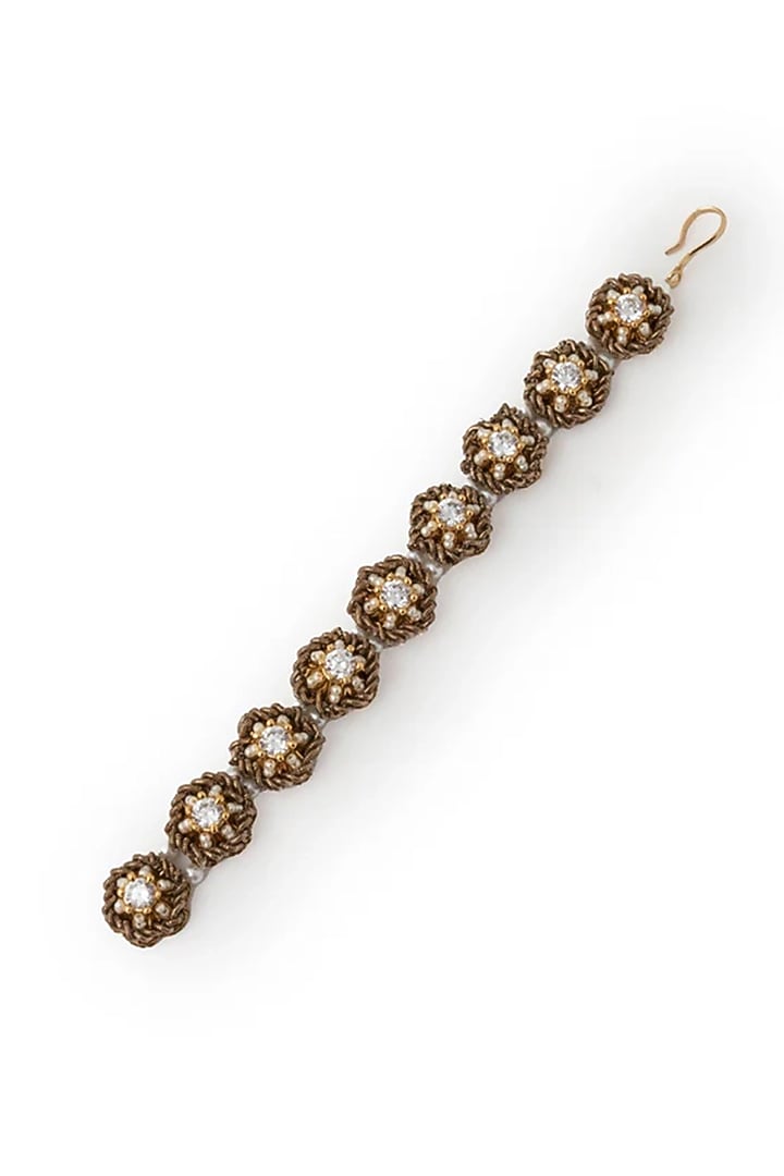 Gold Plated Faux Pearl & Cubic Zirconia Maangtikka by AMAMA at Pernia's Pop Up Shop