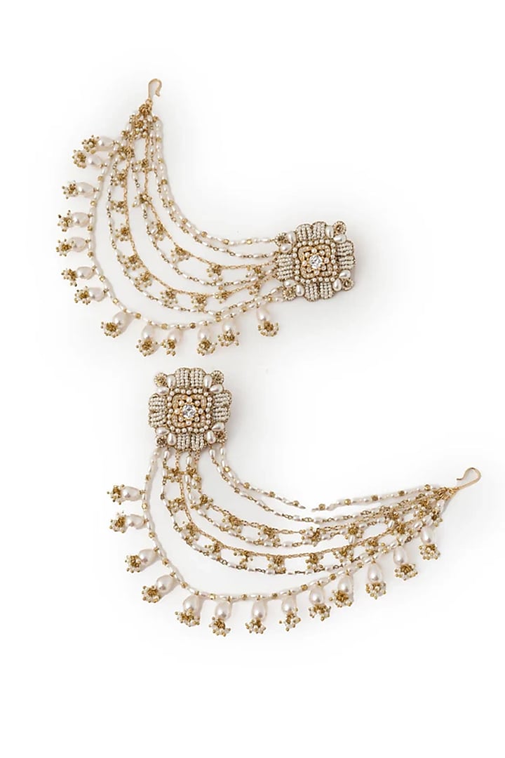 Gold Plated Cubic Zirconia Ear chains by AMAMA at Pernia's Pop Up Shop