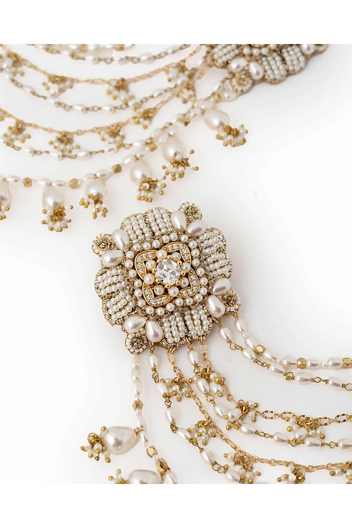 Gold Plated Cubic Zirconia Ear chains by AMAMA at Pernia's Pop Up Shop
