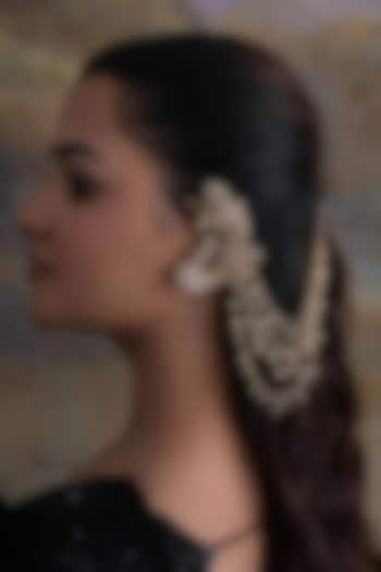 Gold Plated Cubic Zirconia & Faux Pearl Ear chains by AMAMA at Pernia's Pop Up Shop