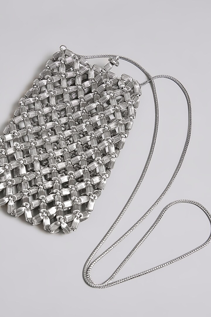 Silver Chrome Finish Brass Alloy Bag by AMAMA at Pernia's Pop Up Shop