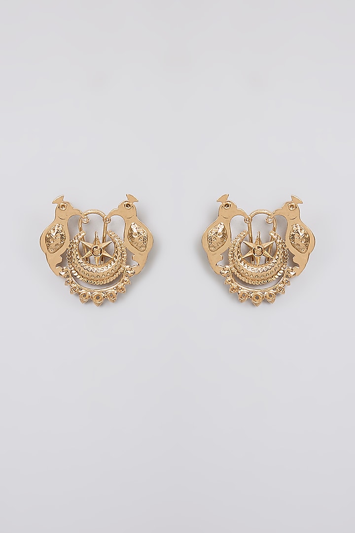Antique Gold Plated Faux Pearl & Motif Stud Earrings by AMAMA at Pernia's Pop Up Shop
