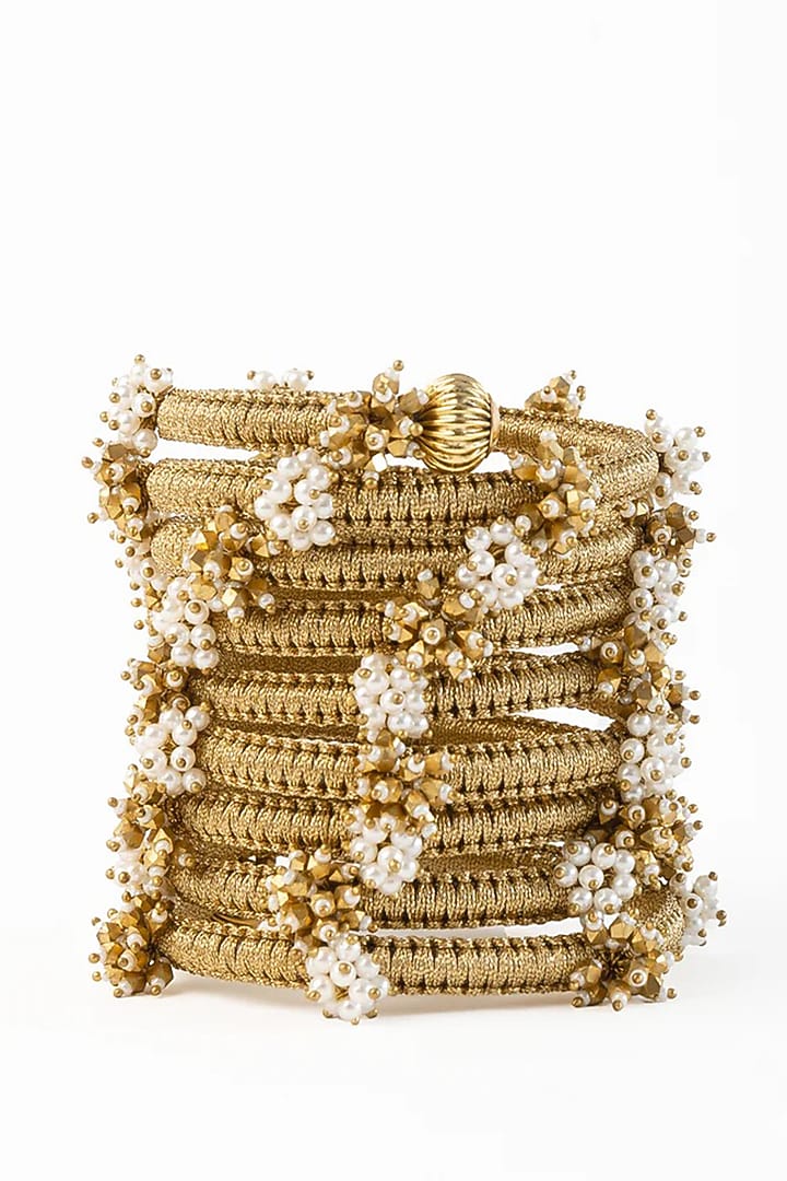 Antique Gold Plated Faux Pearl Bracelet by AMAMA at Pernia's Pop Up Shop