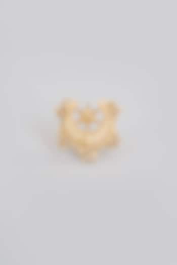 Antique Gold Plated Faux Pearl & Motif Ring by AMAMA at Pernia's Pop Up Shop
