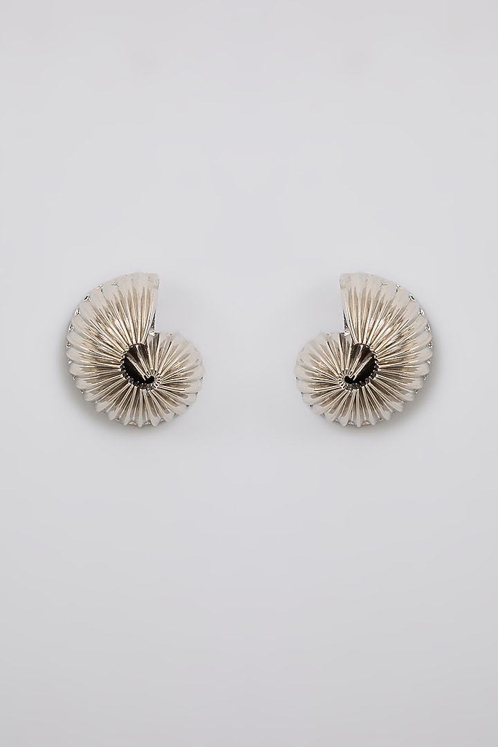 Antique Gold Plated Faux Pearl & Shell Stud Earrings by AMAMA at Pernia's Pop Up Shop