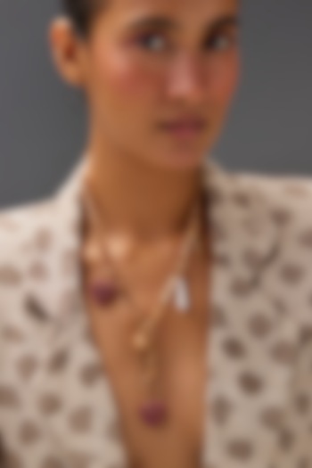 Gold Plated Faux Pearl & Cubic Zirconia Handcrafted Necklace by AMAMA at Pernia's Pop Up Shop