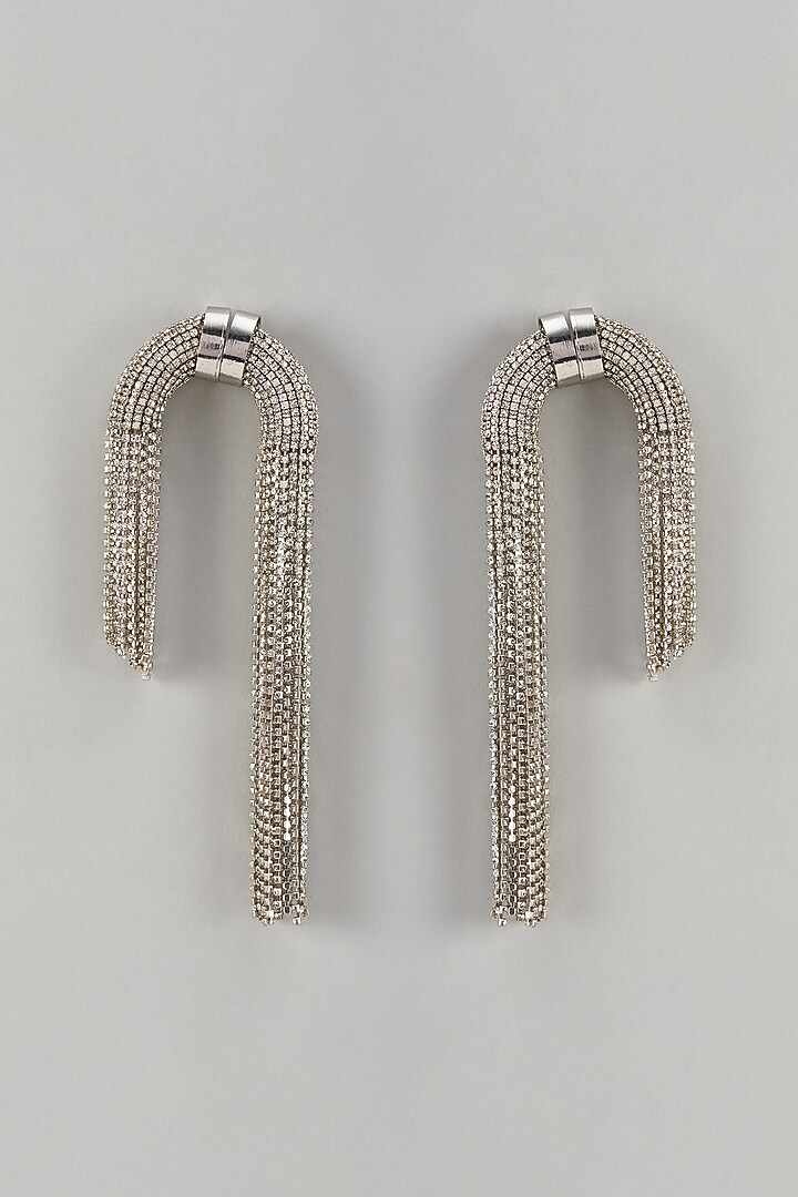 Silver Plated Crystal Embellished Dangler Earrings by AMAMA at Pernia's Pop Up Shop