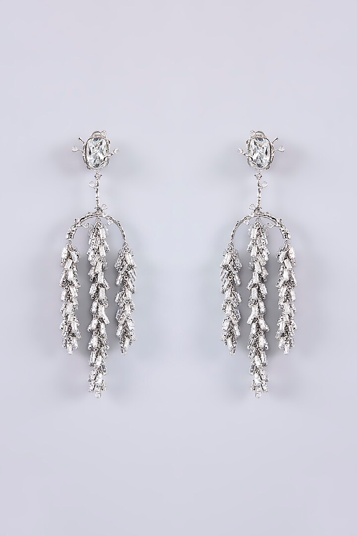 Silver Plated Chaton Stone & Cubic Zirconia Dangler Earrings by AMAMA at Pernia's Pop Up Shop