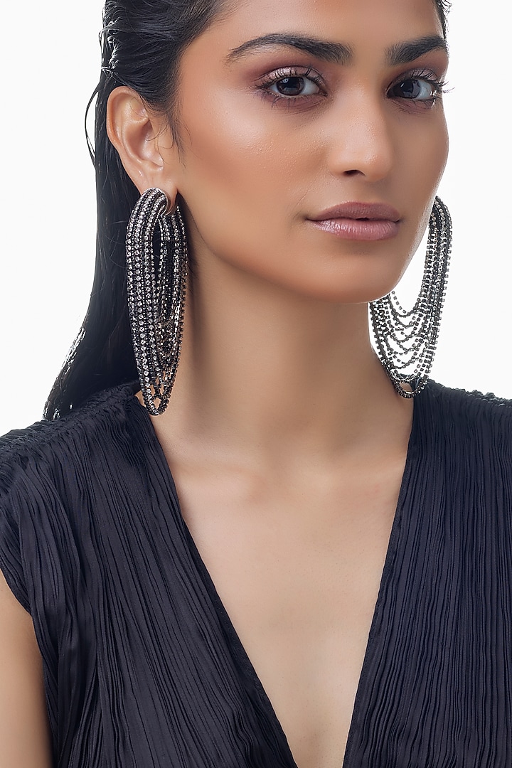 Silver Plated Crystal Embellished Dangler Earrings by AMAMA at Pernia's Pop Up Shop
