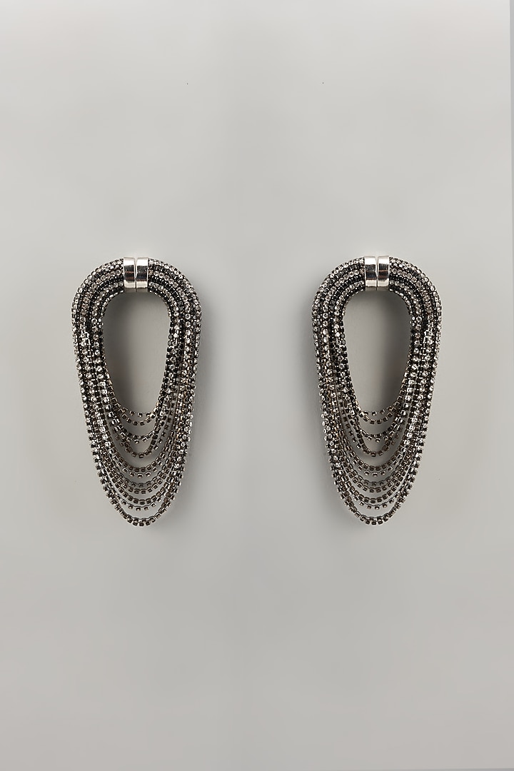 Silver Plated Crystal Embellished Dangler Earrings by AMAMA at Pernia's Pop Up Shop