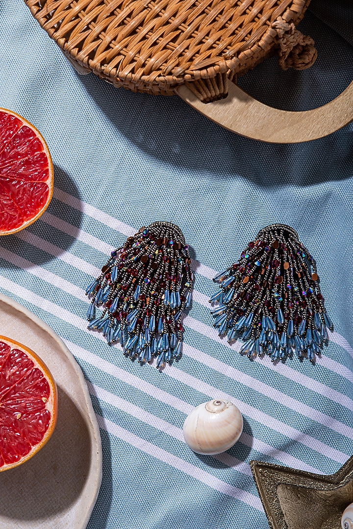Flaming Sky Hand Embroidered Earrings by AMAMA at Pernia's Pop Up Shop