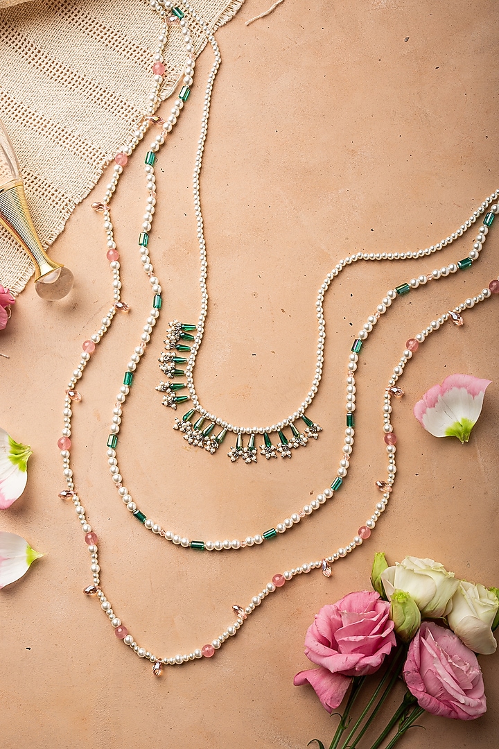 Multi Colored Hand Embroidered Layered Necklace by AMAMA at Pernia's Pop Up Shop