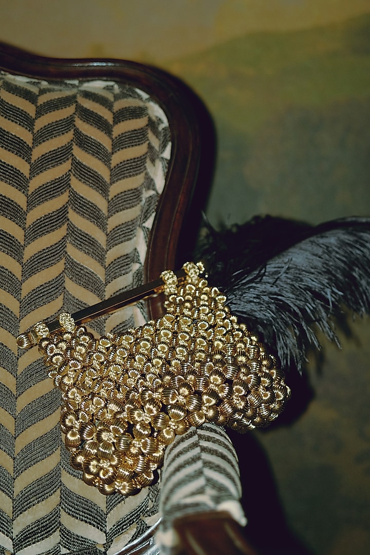 Gold Hypoallergenic Chrome Finish Metal Handbag by AMAMA at Pernia's Pop Up Shop