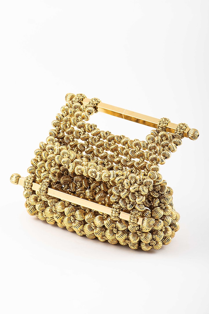 Gold Hypoallergenic Chrome Finish Metal Handbag by AMAMA at Pernia's Pop Up Shop