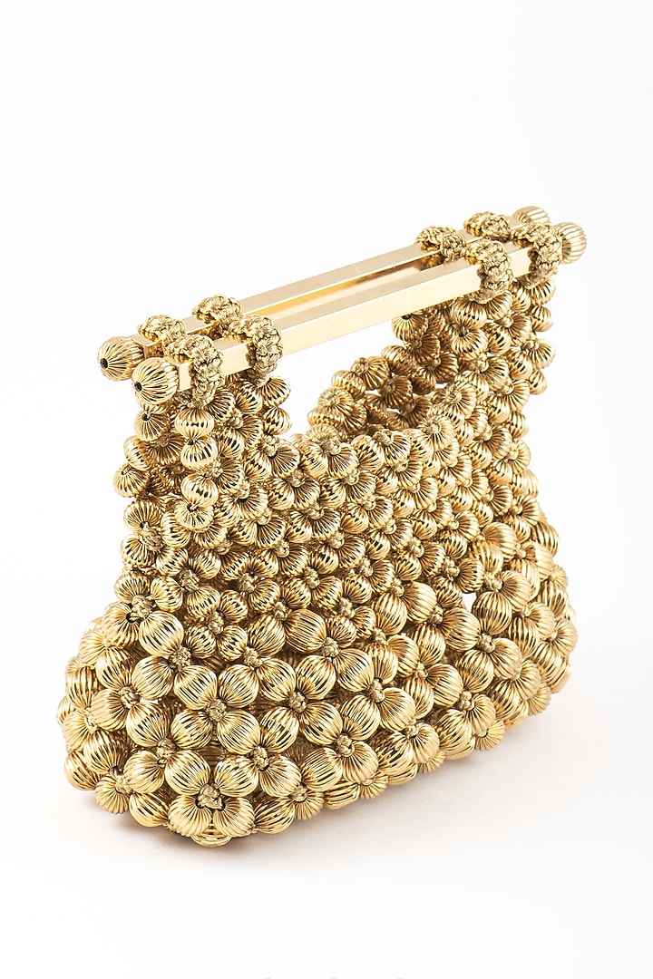 Gold Hypoallergenic Chrome Finish Metal Handbag by AMAMA at Pernia's Pop Up Shop