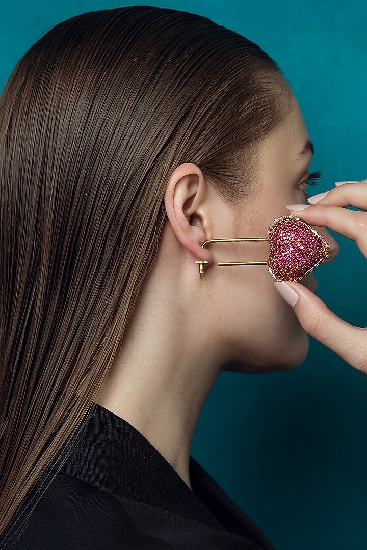 Gold Plated Crystal Hoop Earrings by AMAMA at Pernia's Pop Up Shop