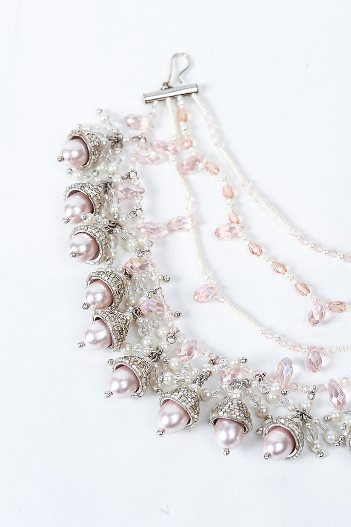 Pink Hand Embroidered Dangler Earrings by AMAMA at Pernia's Pop Up Shop