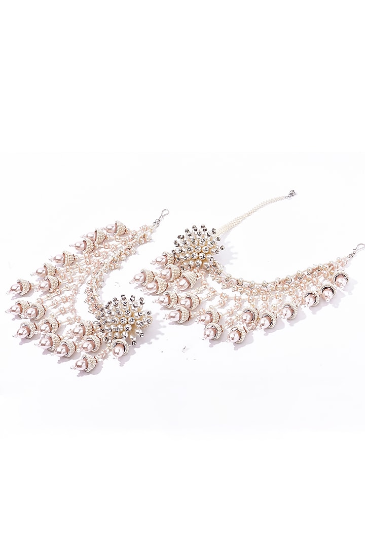 Silver Sequin & Beaded Dangler Earrings by AMAMA at Pernia's Pop Up Shop