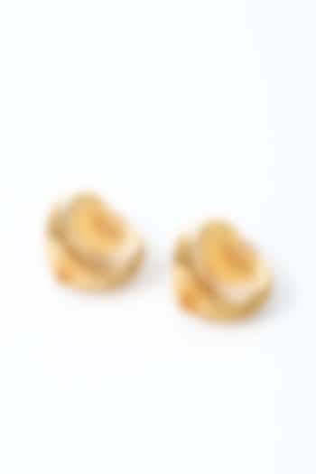Gold Plated Brass Alloy Stud Earrings by AMAMA