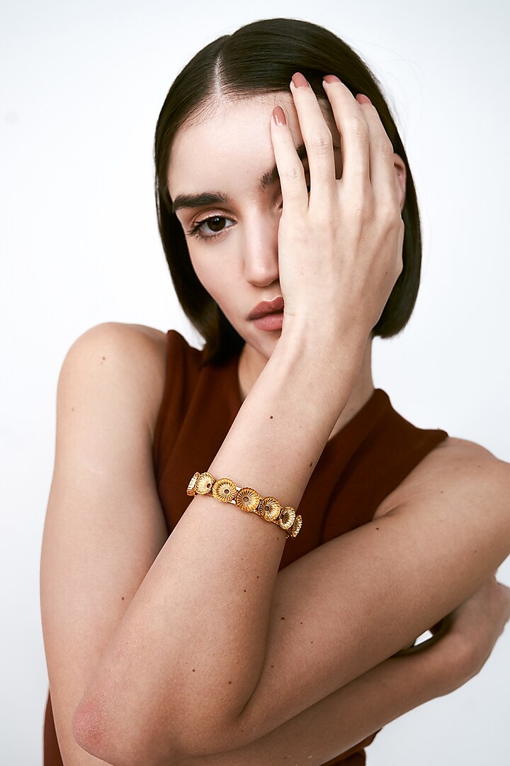 Gold Plated Scalloped Handcuff by AMAMA
