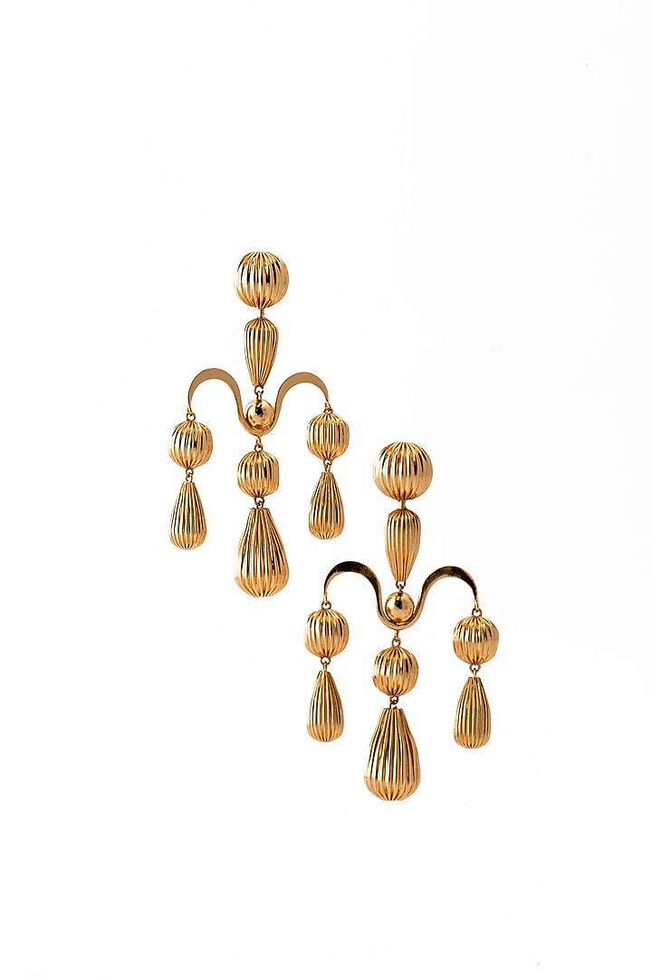 Gold Plated Scalloped Dangler Earrings by AMAMA at Pernia's Pop Up Shop
