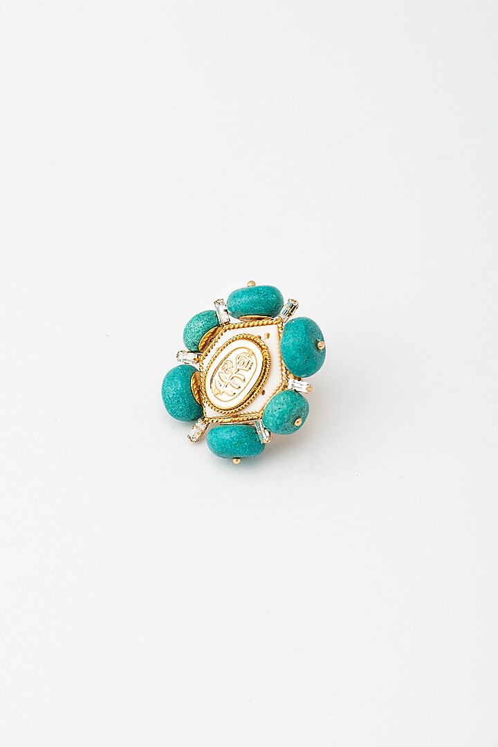 Gold Plated Turquoise Stone Hexapod Ring by AMAMA at Pernia's Pop Up Shop