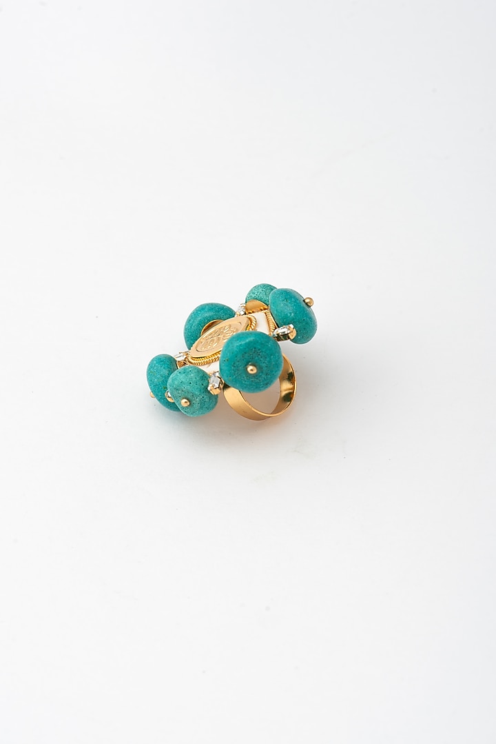 Gold Plated Turquoise Stone Hexapod Ring by AMAMA at Pernia's Pop Up Shop