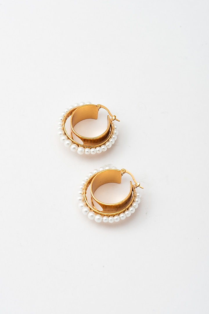 Gold Plated Pearl Ferris Wheel Earrings by AMAMA at Pernia's Pop Up Shop