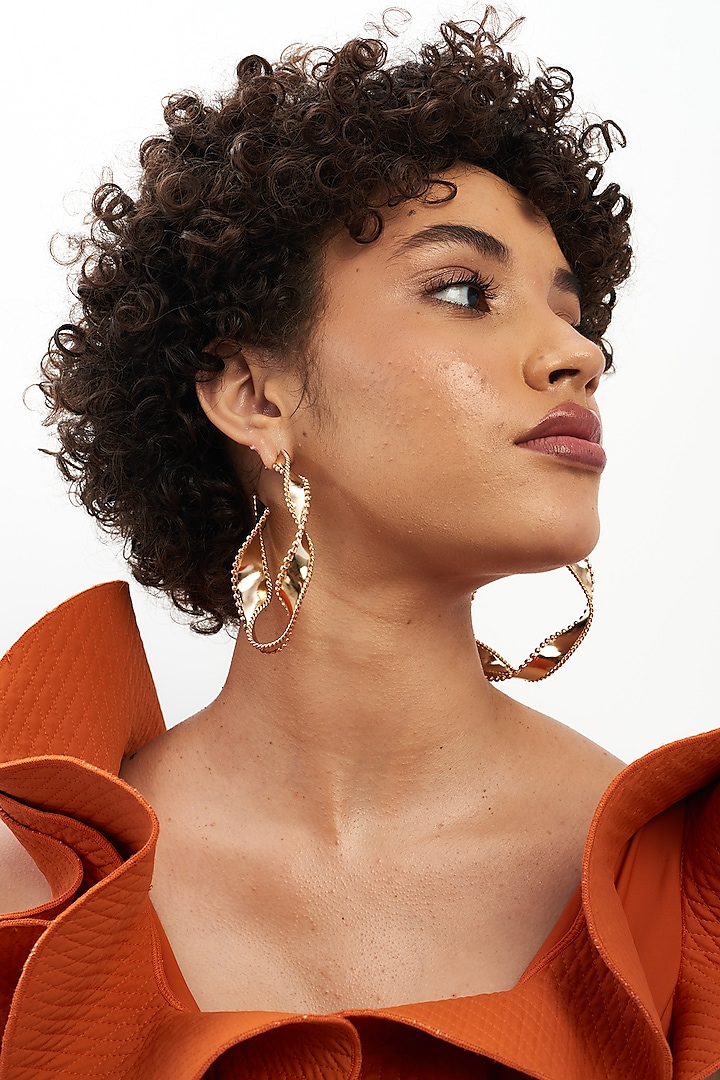 Gold Plated Pearl Hoop Earrings by AMAMA at Pernia's Pop Up Shop