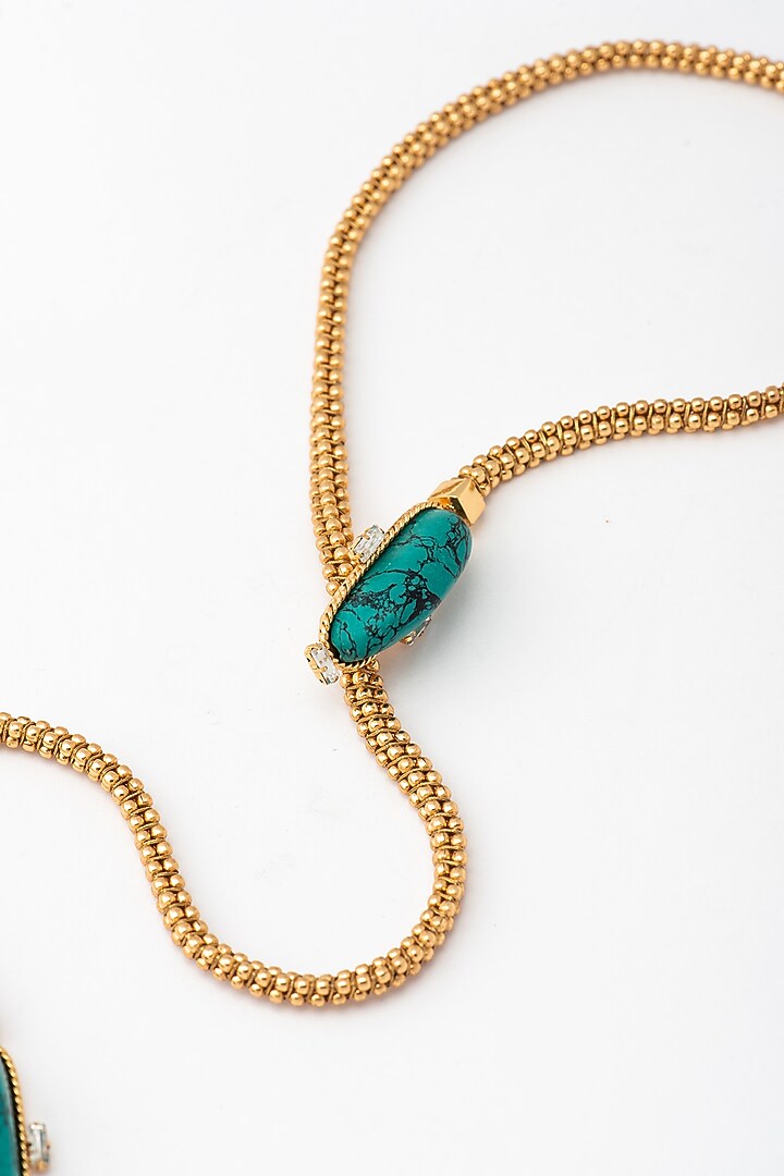 Gold Plated Turquoise Stone Rope Necklace by AMAMA at Pernia's Pop Up Shop