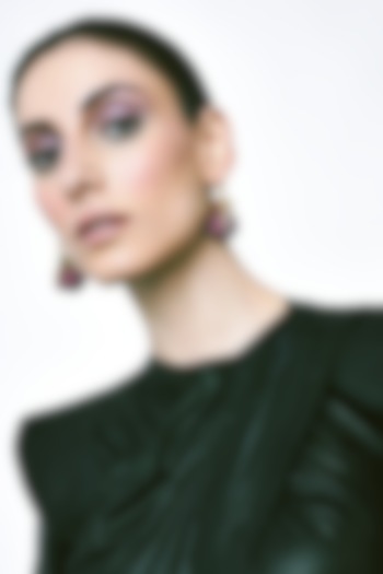 Gold Plated Pink Chaton Crystal & Cubic Zirconia Orb Lock Dangler Earrings by AMAMA at Pernia's Pop Up Shop