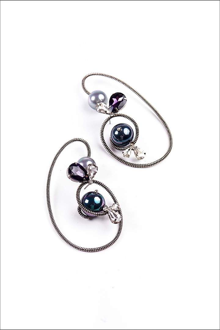 Gold Plated Grey Crystal & Faux Pearl Luna Earspread Earring by AMAMA at Pernia's Pop Up Shop
