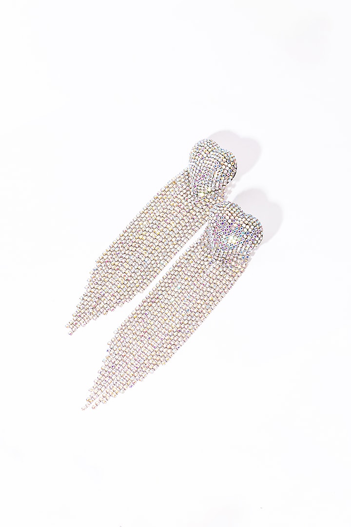 Silver Plated Crystal Embellished Rainbow Dangler Earrings by AMAMA at Pernia's Pop Up Shop
