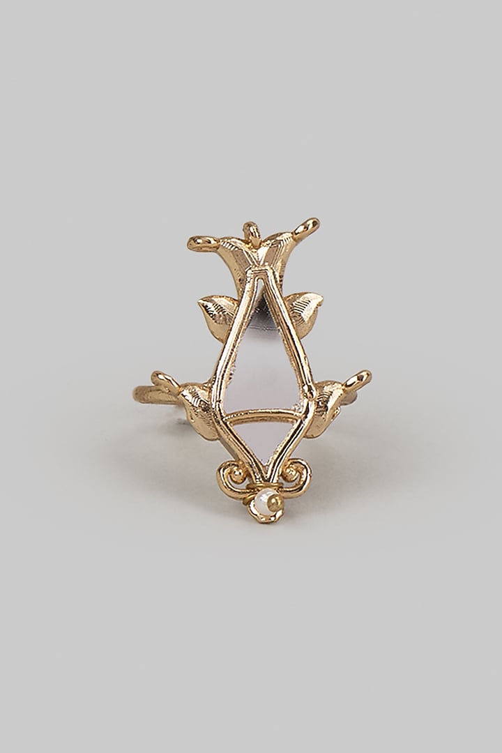 Gold Plated Faux Pearl & Mirror Ring by AMAMA at Pernia's Pop Up Shop