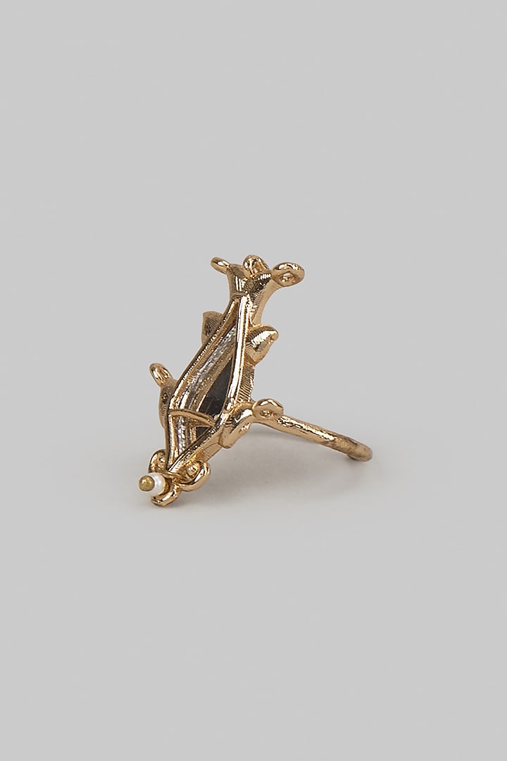 Gold Plated Faux Pearl & Mirror Ring by AMAMA at Pernia's Pop Up Shop