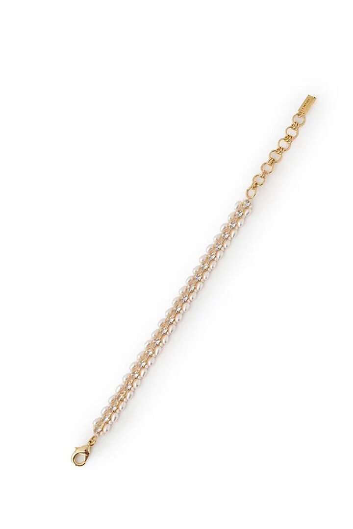 Gold Plated Faux Pearl & Cubic Zirconia Bracelet by AMAMA at Pernia's Pop Up Shop