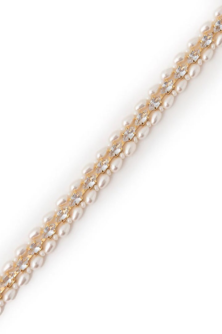Gold Plated Faux Pearl & Cubic Zirconia Bracelet by AMAMA at Pernia's Pop Up Shop
