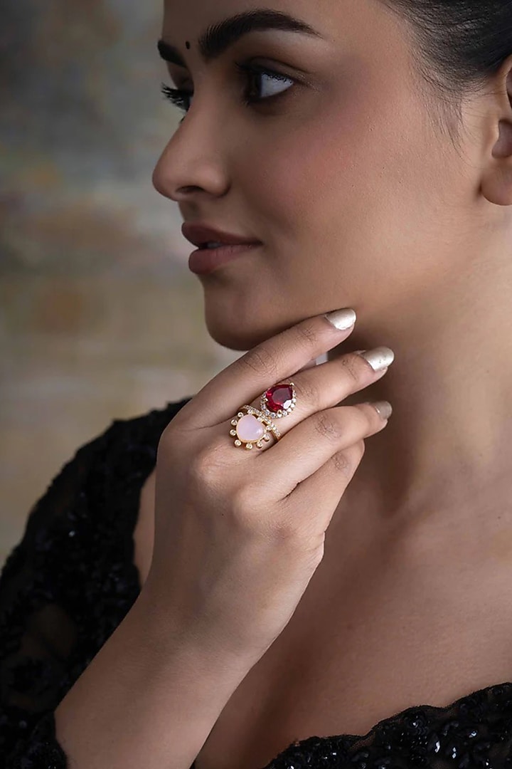 Gold Plated Semi-Precious Stone & Cubic Zirconia Ring by AMAMA at Pernia's Pop Up Shop