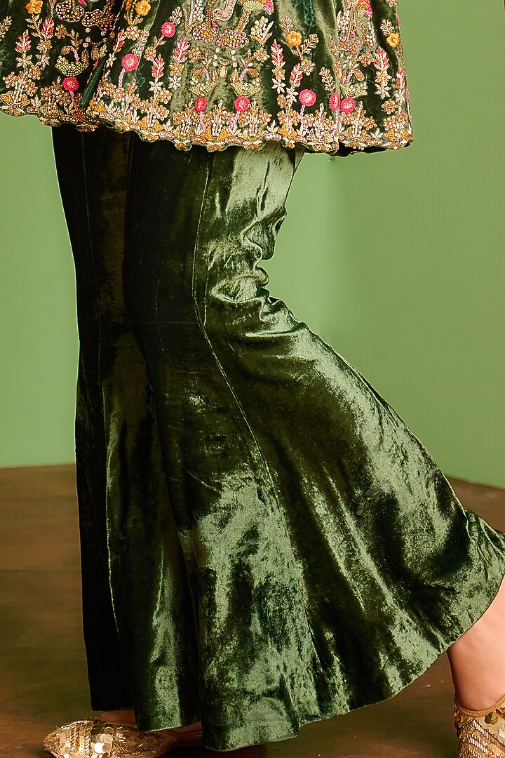 Dark Olive Green Hand Embroidered Jacket Set by AMAN TAKYAR at Pernia's Pop Up Shop