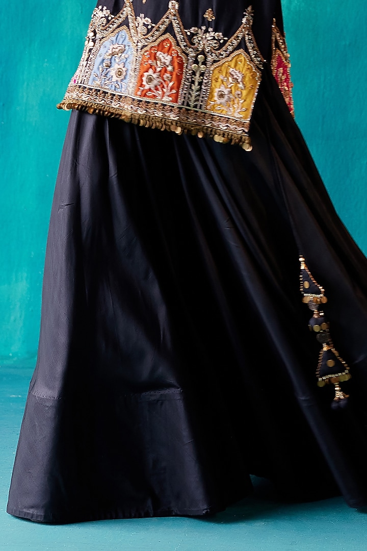 Black Dupion Silk & Organza Bridal Sharara Set by AMAN TAKYAR at Pernia's Pop Up Shop